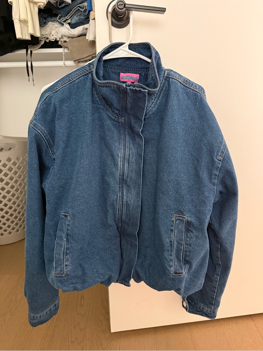 Edikted Hilary Oversized Denim Bomber Jacket - Picture 4 of 6